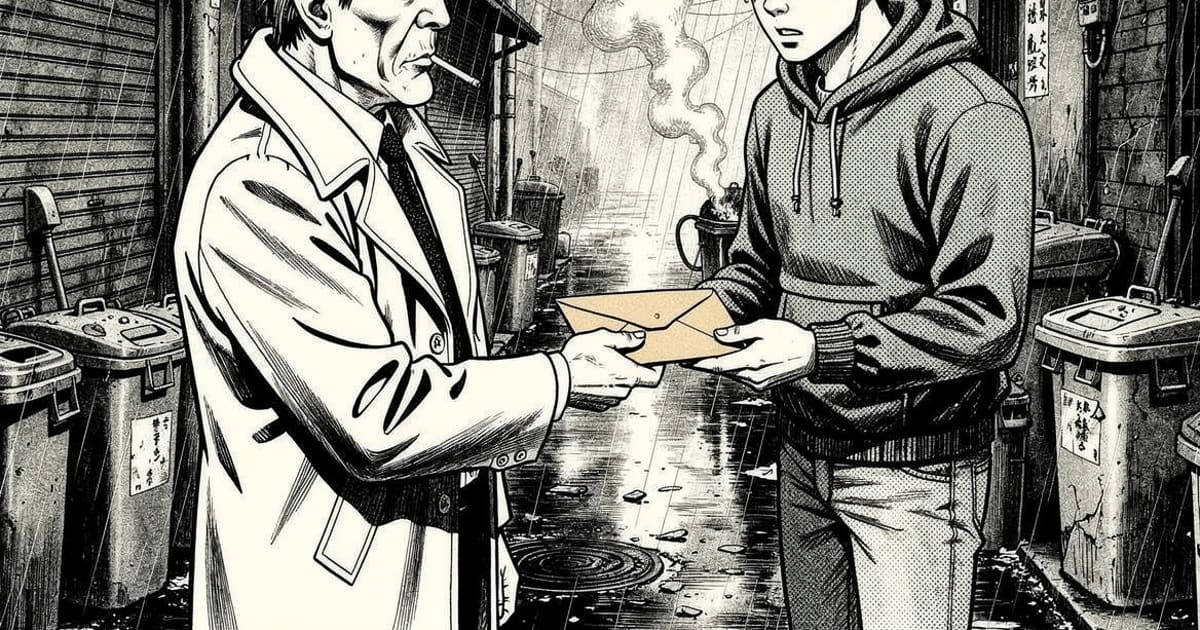 Gekiga (Retro)-style AI comic panel 1 — retro 1970s gekiga manga page generated with Tervix's AI Gekiga Comic Generator